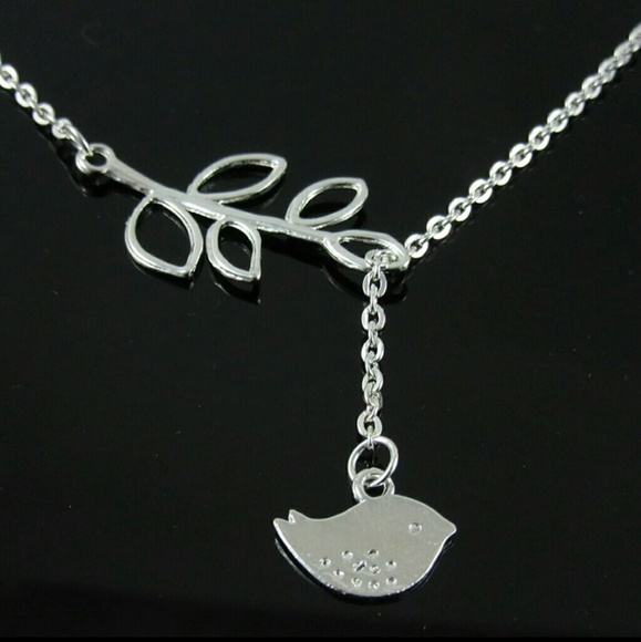 Silver Plated Bird Leaf Pendant Necklace Women - Picture 3 of 5